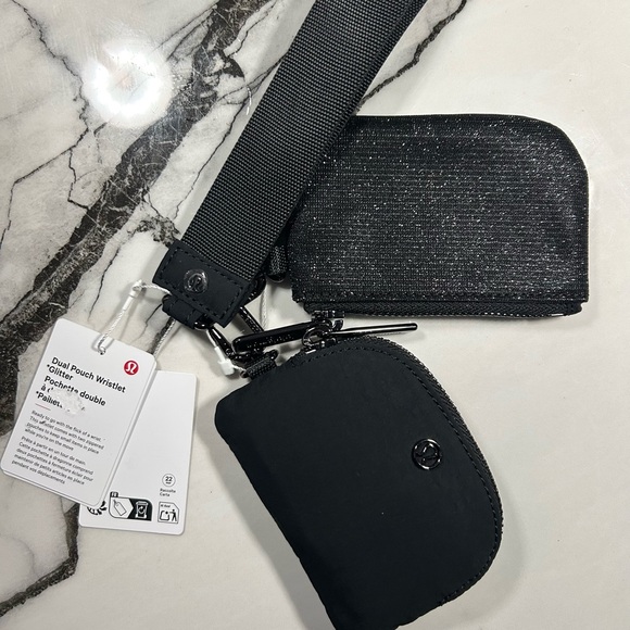 lululemon athletica Handbags - NWT Lululemon Dual Pouch Wristlet Black Glitter